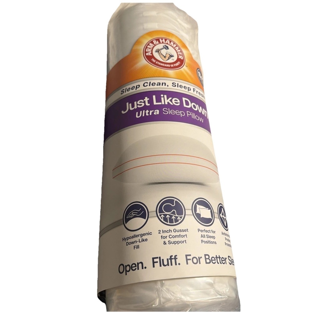 Arm & Hammer Just Like Down Ultra Sleep Pillow 20x28in White OEKO-TEX